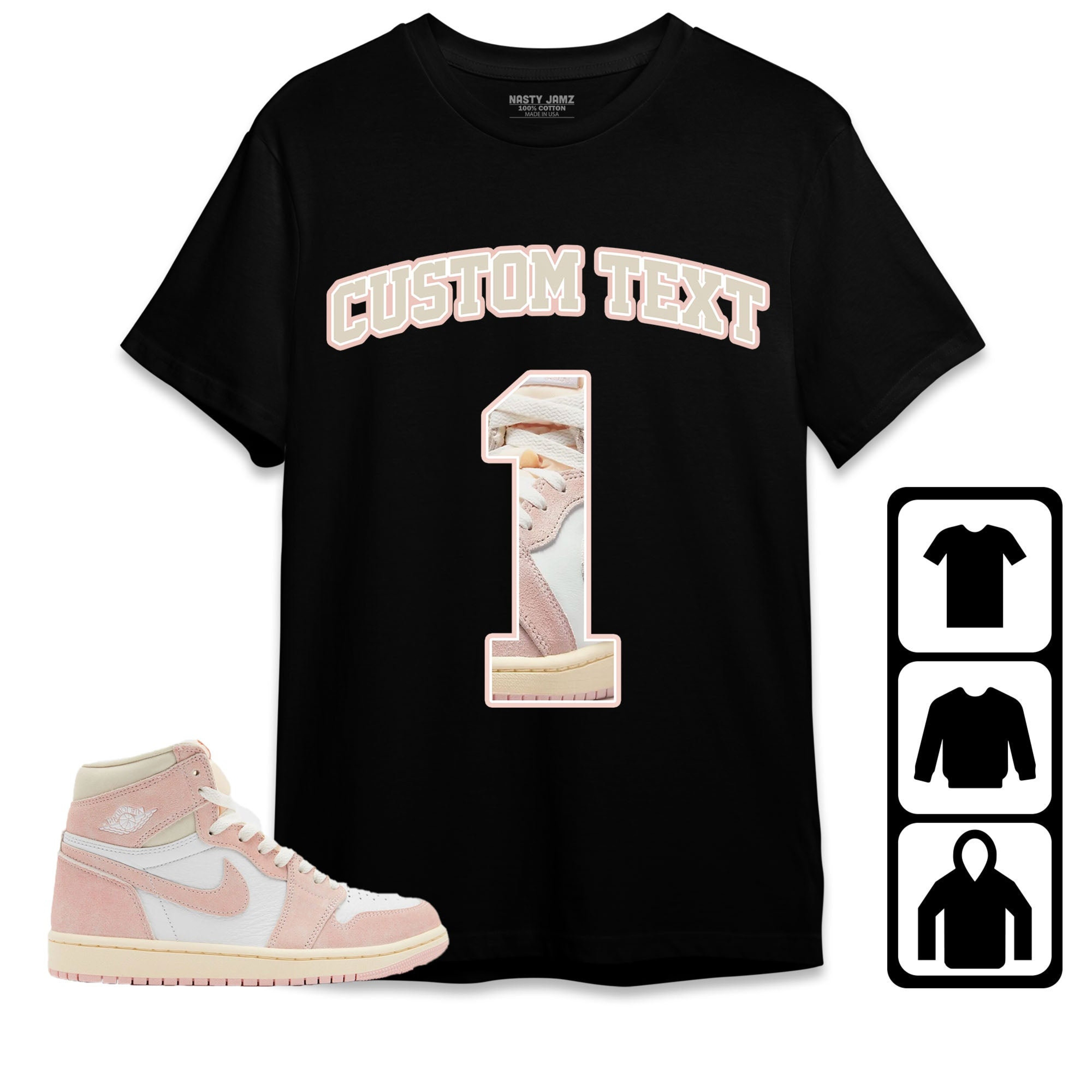Jordan 1 OG Washed Pink Unisex Shirt Number 1 CM1 Custom Text, Shirt To Match Sneaker