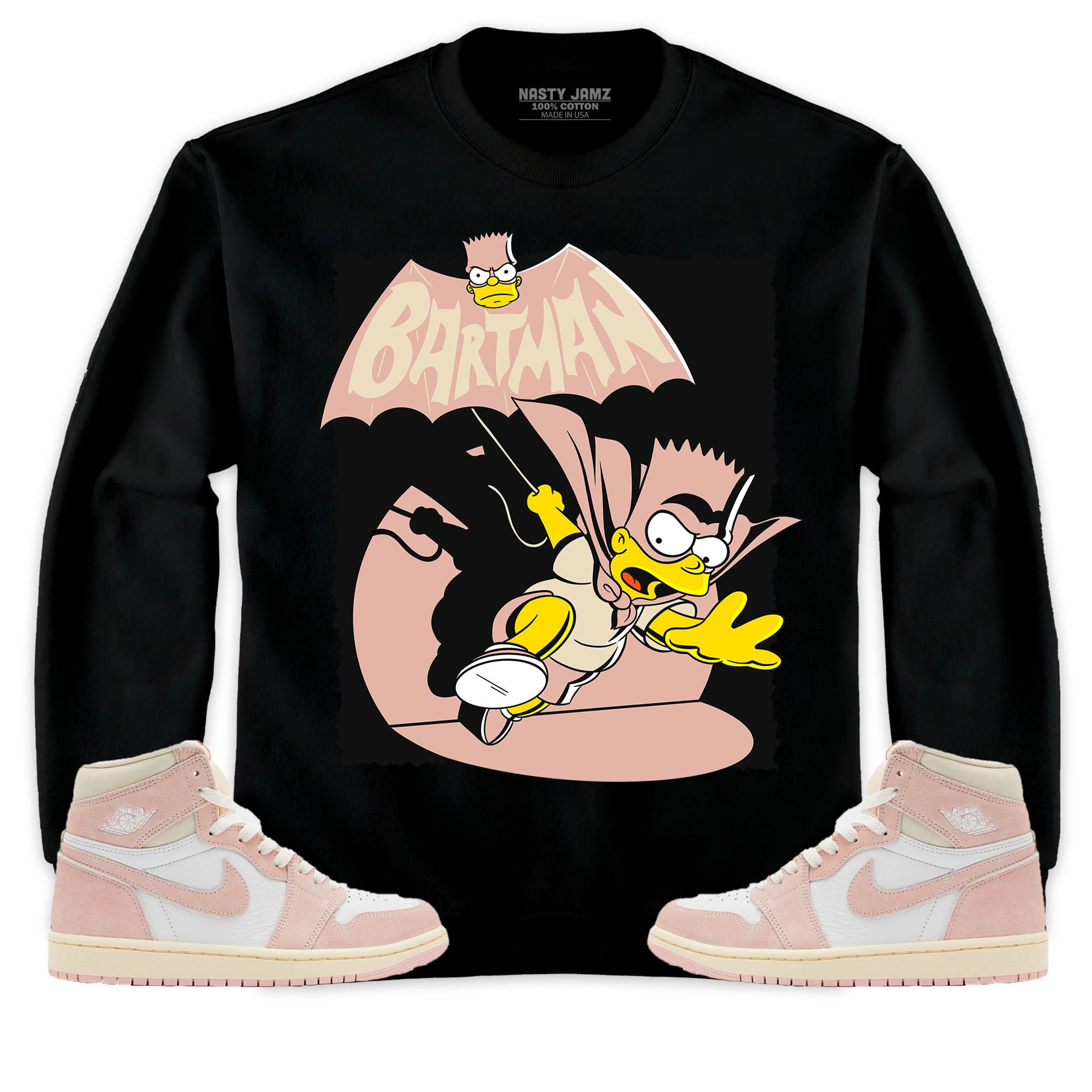 Jordan 1 OG Washed Pink Unisex Sweatshirt, Hoodie Shirts Bartman Simpson, Shirt To Match Sneaker