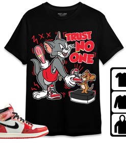 Jordan 1 Spiderman Across the Spider-Verse Unisex Shirt Trust No One Cat And Mouse, Shirt To Match Sneaker