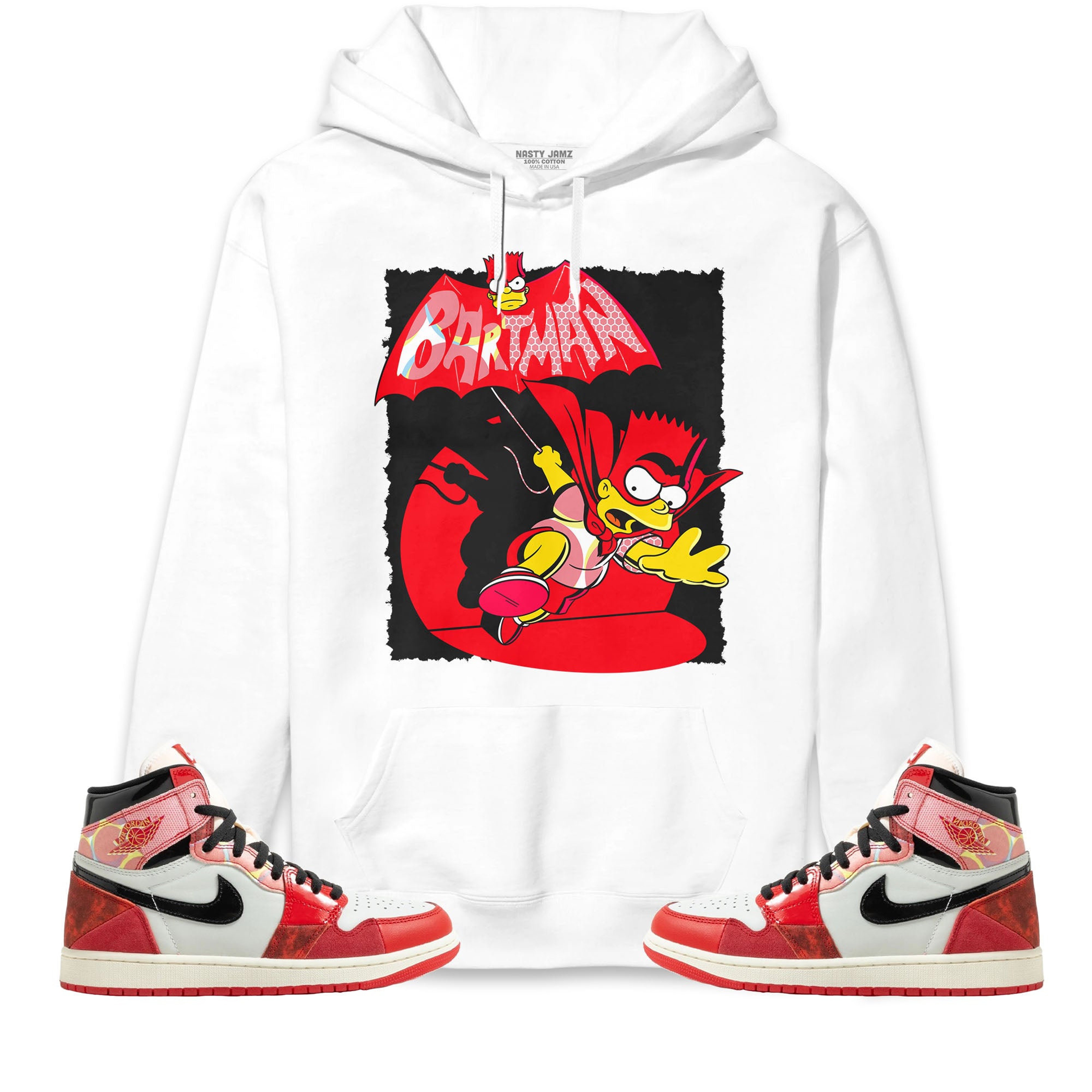 Jordan 1 Spiderman Across the Spider-Verse Unisex Sweatshirt, Hoodie Shirts Bartman Simpson, Shirt To Match Sneaker