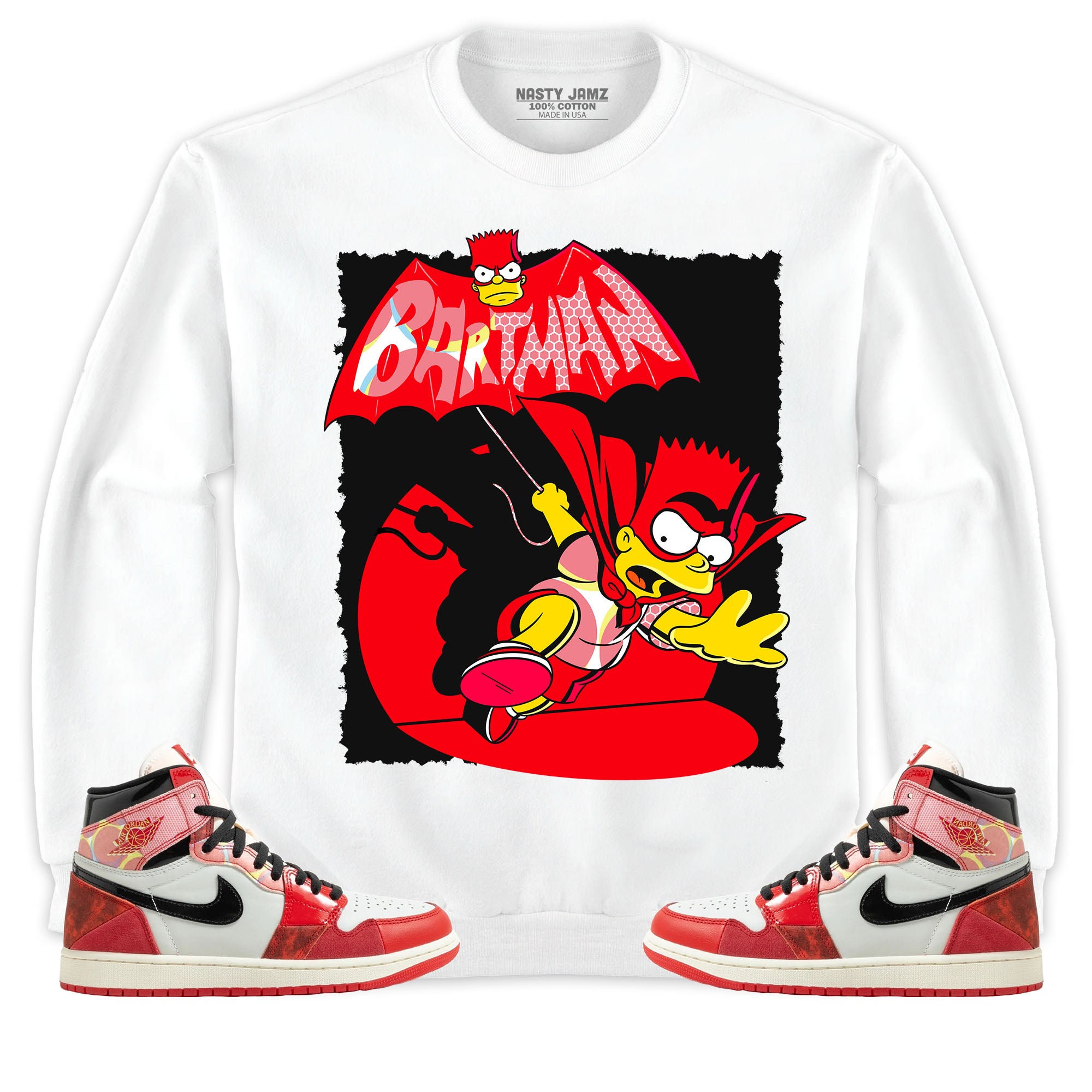 Jordan 1 Spiderman Across the Spider-Verse Unisex Sweatshirt, Hoodie Shirts Bartman Simpson, Shirt To Match Sneaker