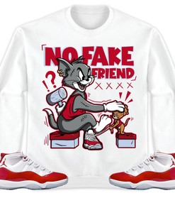 Jordan 11 Cherry Unisex Shirt Fake Friend Cat And Mouse, Shirt To Match Sneaker