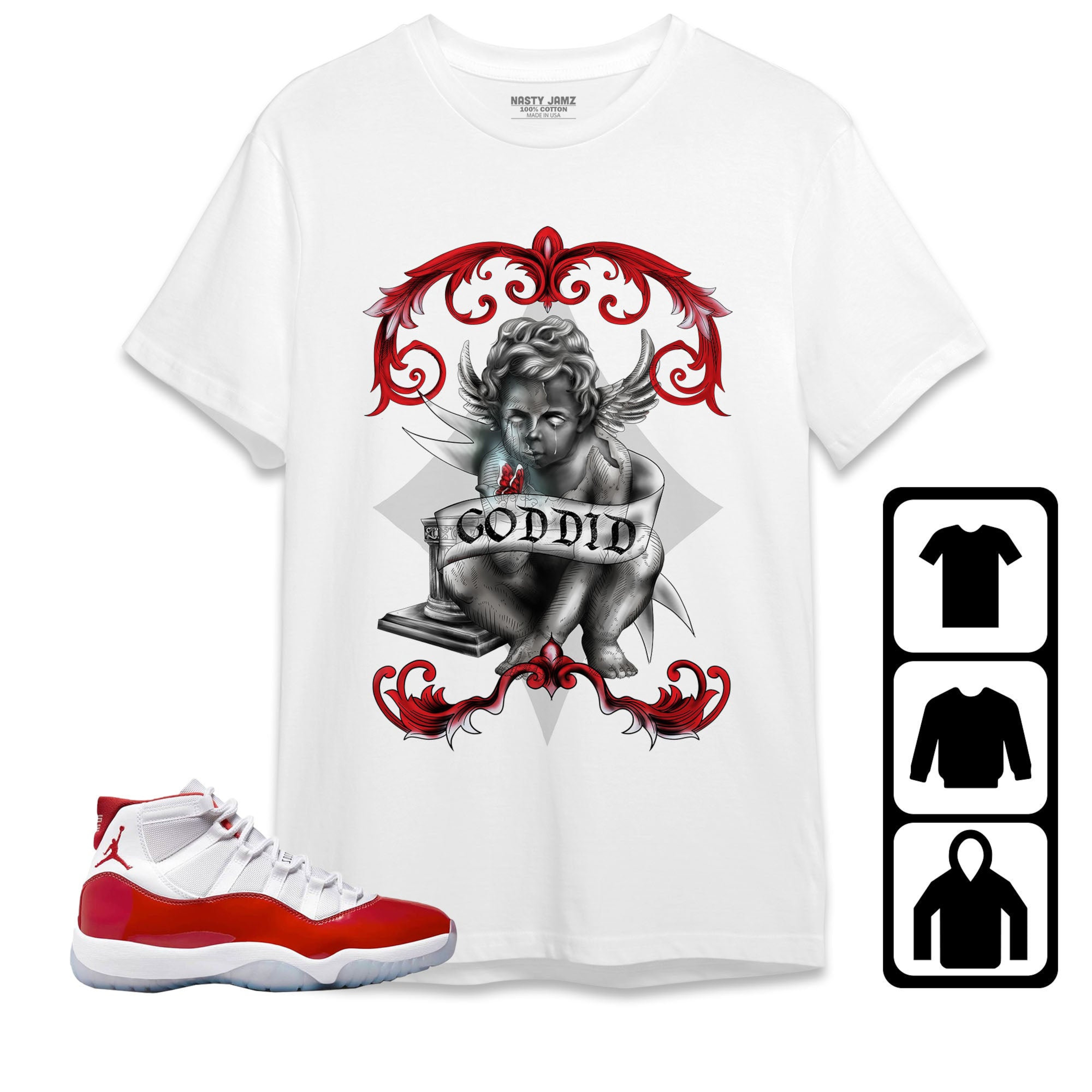 Jordan 11 Cherry Unisex Shirt God Did, Shirt To Match Sneaker