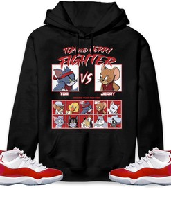 Jordan 11 Cherry Unisex Sweatshirt, Hoodie, Cat And Mouse Fighter, Shirt To Match Sneaker