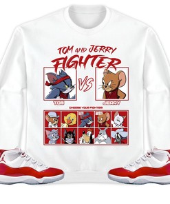 Jordan 11 Cherry Unisex Sweatshirt, Hoodie, Cat And Mouse Fighter, Shirt To Match Sneaker