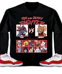 Jordan 11 Cherry Unisex Sweatshirt, Hoodie, Cat And Mouse Fighter, Shirt To Match Sneaker