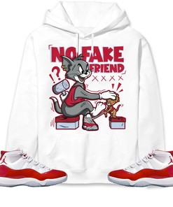 Jordan 11 Cherry Unisex Sweatshirt, Hoodie Fake Friend Cat And Mouse, Shirt To Match Sneaker