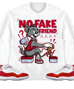 Jordan 11 Cherry Unisex Sweatshirt, Hoodie Fake Friend Cat And Mouse, Shirt To Match Sneaker
