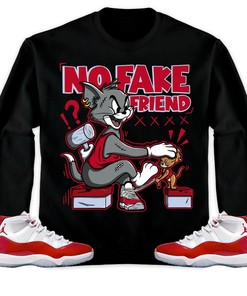 Jordan 11 Cherry Unisex Sweatshirt, Hoodie Fake Friend Cat And Mouse, Shirt To Match Sneaker