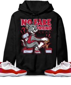 Jordan 11 Cherry Unisex Sweatshirt, Hoodie Fake Friend Cat And Mouse, Shirt To Match Sneaker