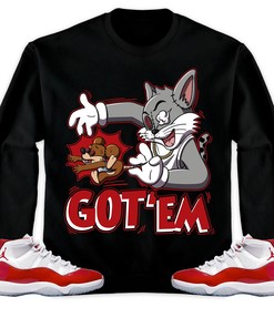 Jordan 11 Cherry Unisex Sweatshirt, Hoodie Got Em Cat And Mouse, Shirt To Match Sneaker