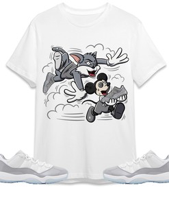 Jordan 11 Low Cement Grey Unisex Shirt Cat And Mouse Chasing, Shirt To Match Sneaker