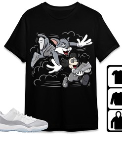 Jordan 11 Low Cement Grey Unisex Shirt Cat And Mouse Chasing, Shirt To Match Sneaker