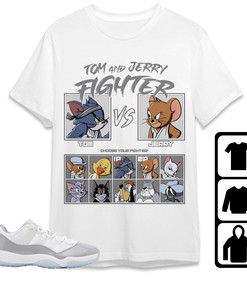 Jordan 11 Low Cement Grey Unisex Shirt Cat And Mouse Fighter, Shirt To Match Sneaker