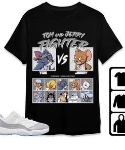 Jordan 11 Low Cement Grey Unisex Shirt Cat And Mouse Fighter, Shirt To Match Sneaker