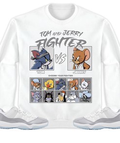 Jordan 11 Low Cement Grey Unisex Shirt Cat And Mouse Fighter, Shirt To Match Sneaker