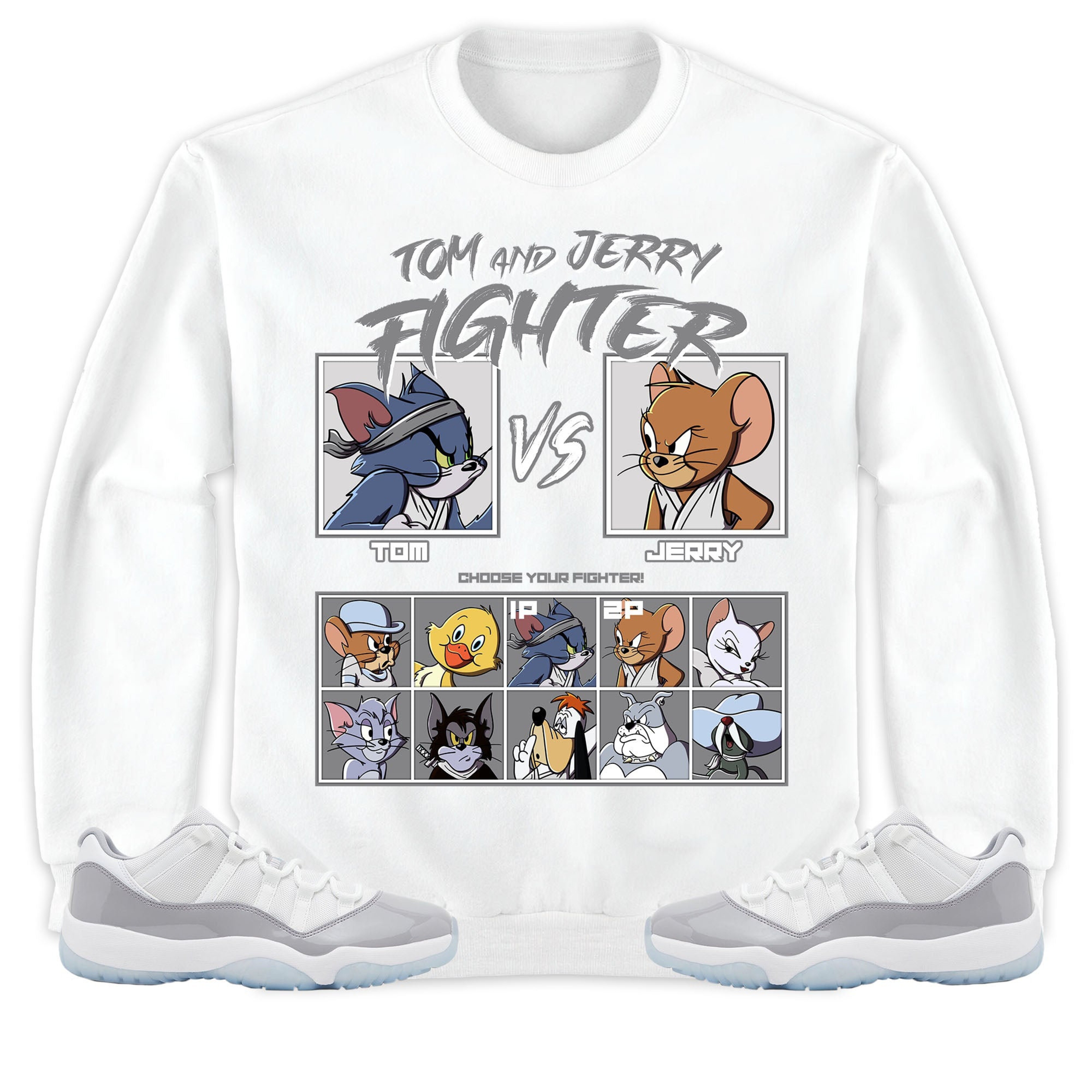 Jordan 11 Low Cement Grey Unisex Shirt Cat And Mouse Fighter, Shirt To Match Sneaker