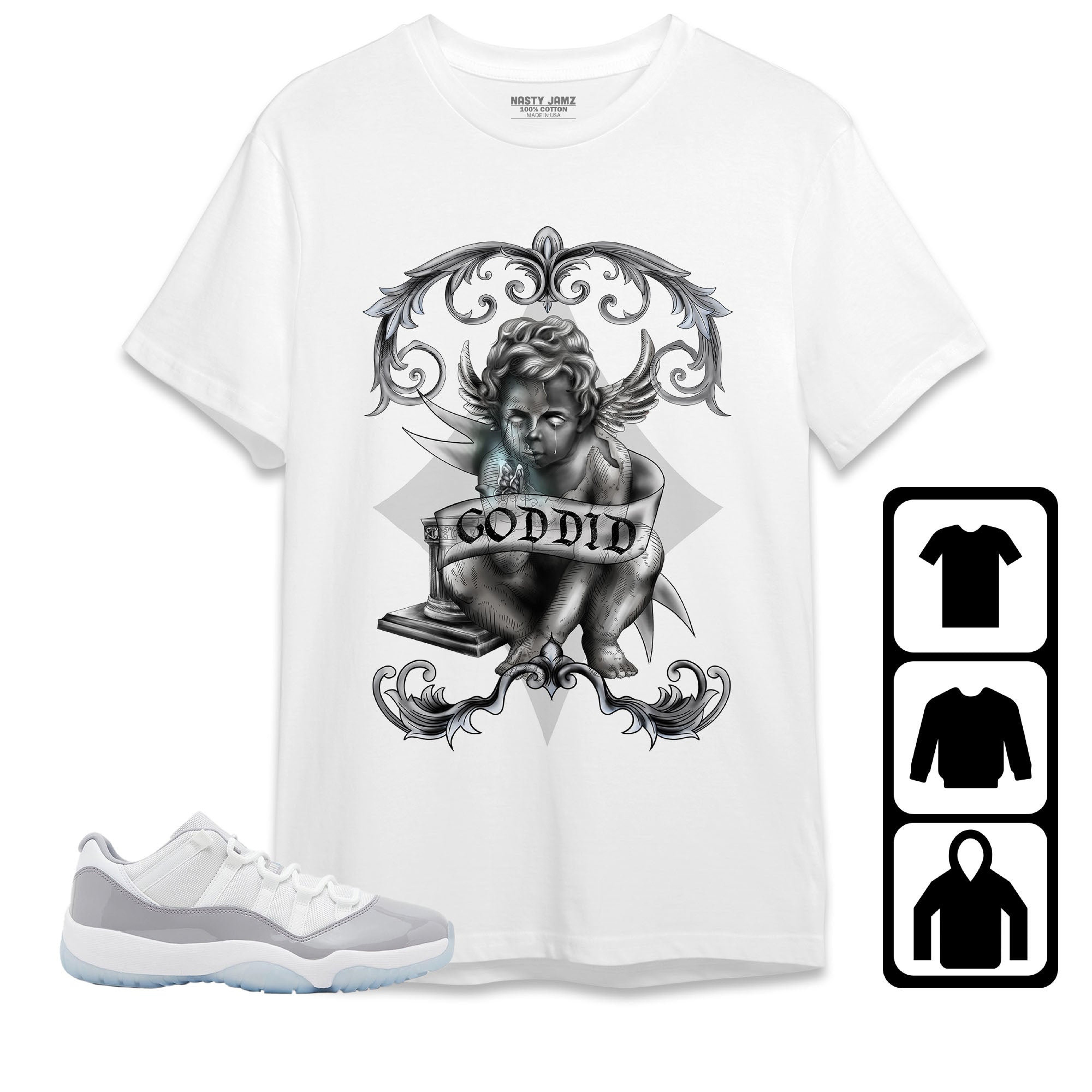 Jordan 11 Low Cement Grey Unisex Shirt God Did, Shirt To Match Sneaker