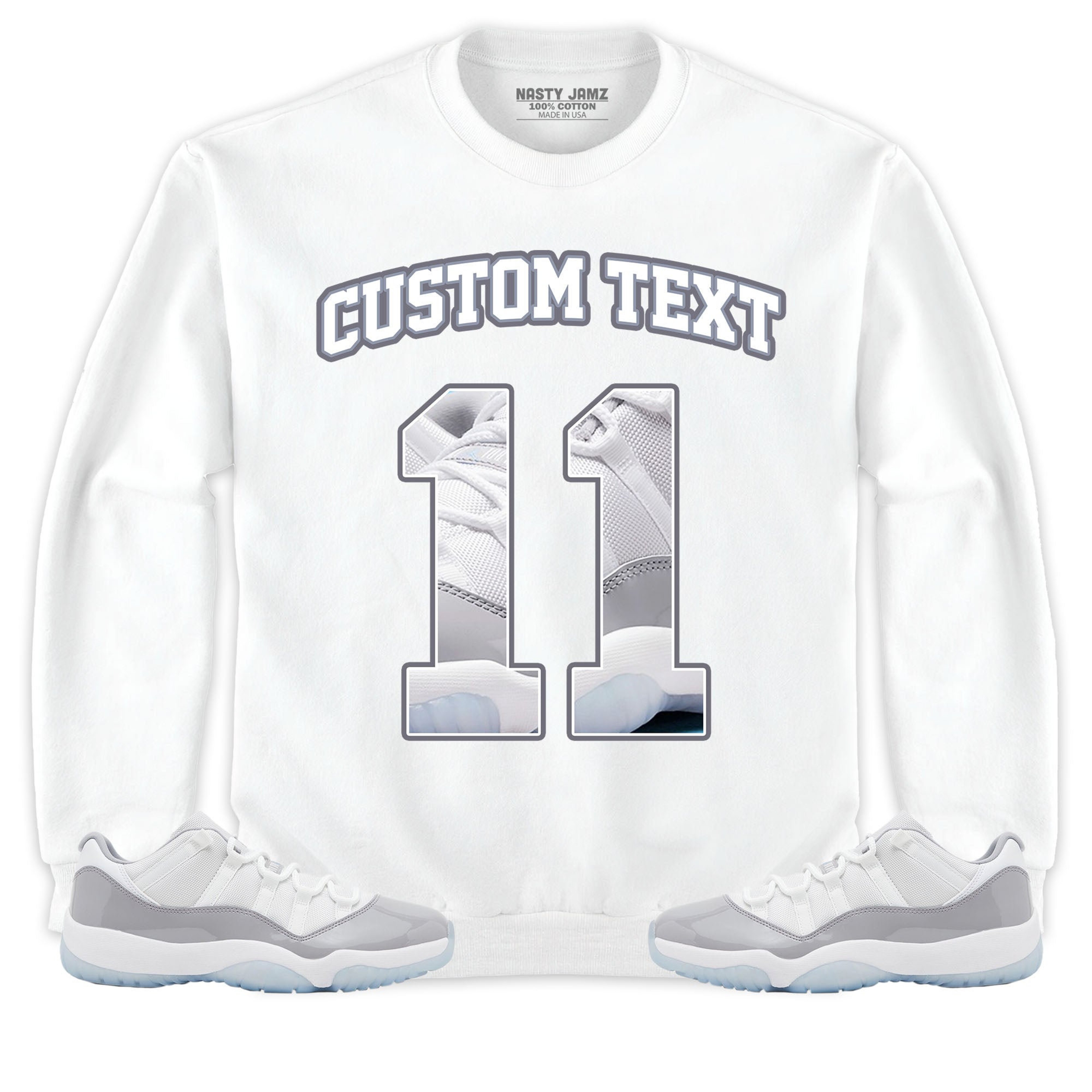 Jordan 11 Low Cement Grey Unisex Shirt Number 11 CM11 Custom Text, Shirt To Match Sneaker