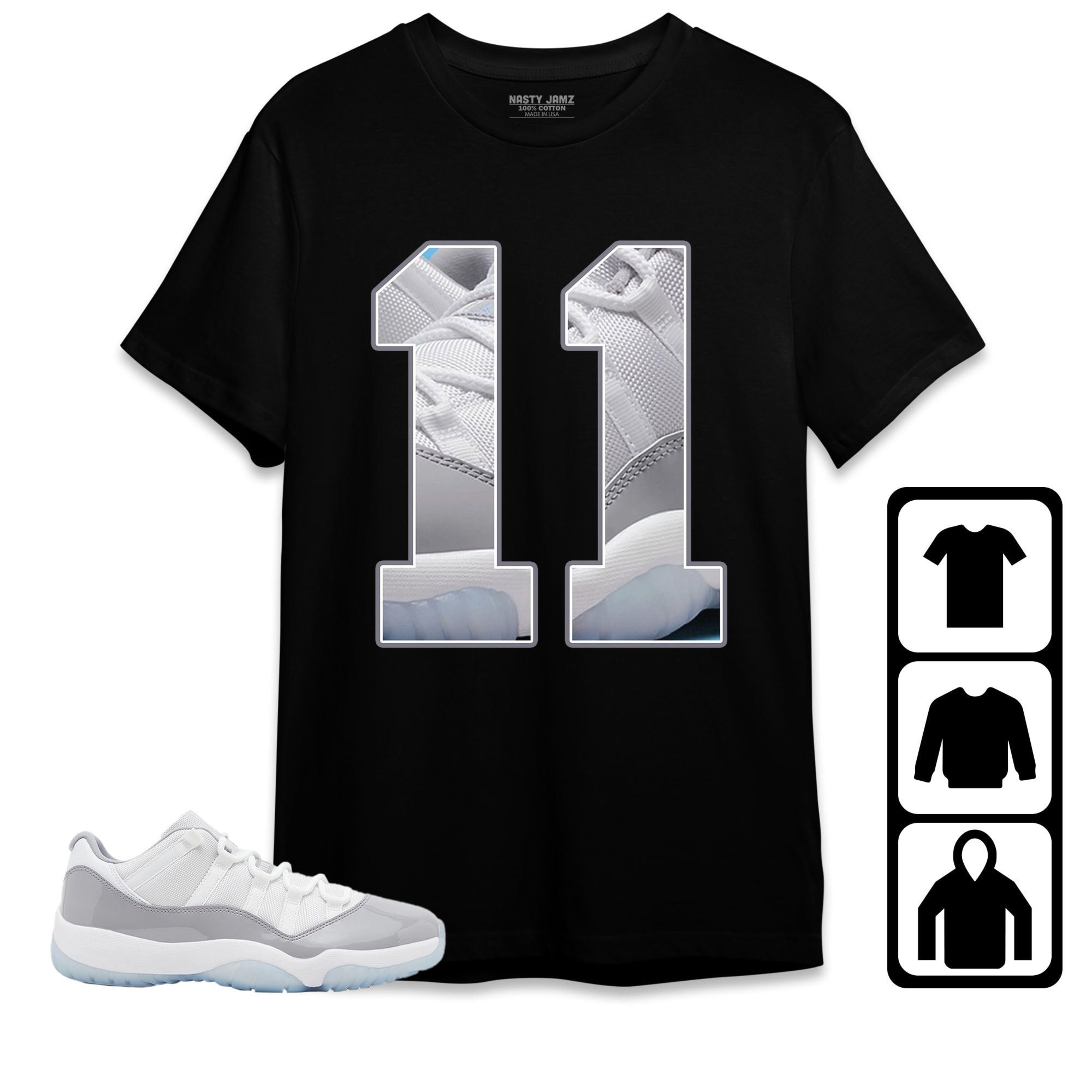 Jordan 11 Low Cement Grey Unisex Shirt Number 11 CM11, Shirt To Match Sneaker