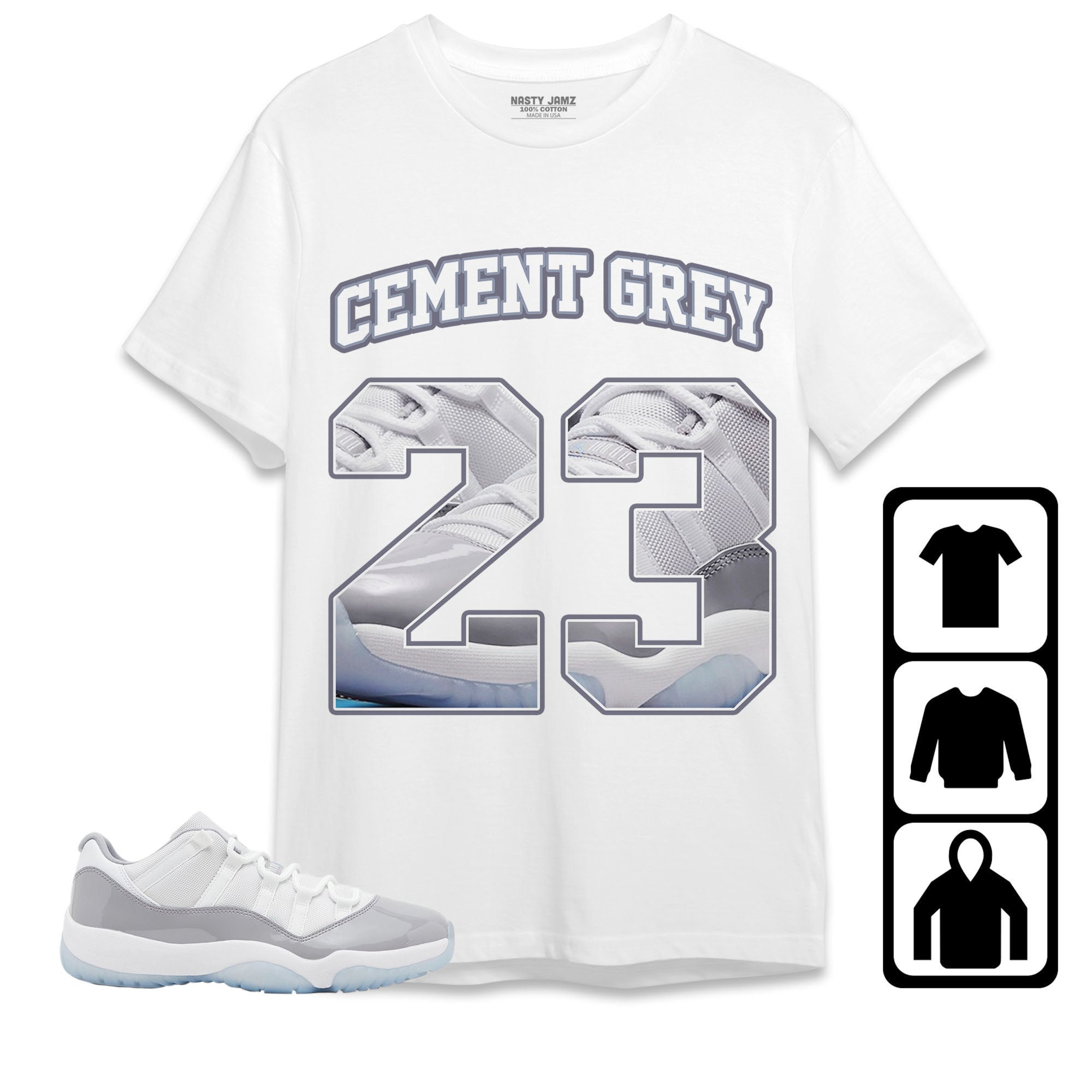 Jordan 11 Low Cement Grey Unisex Shirt Number 23 CM11 Name, Shirt To Match Sneaker