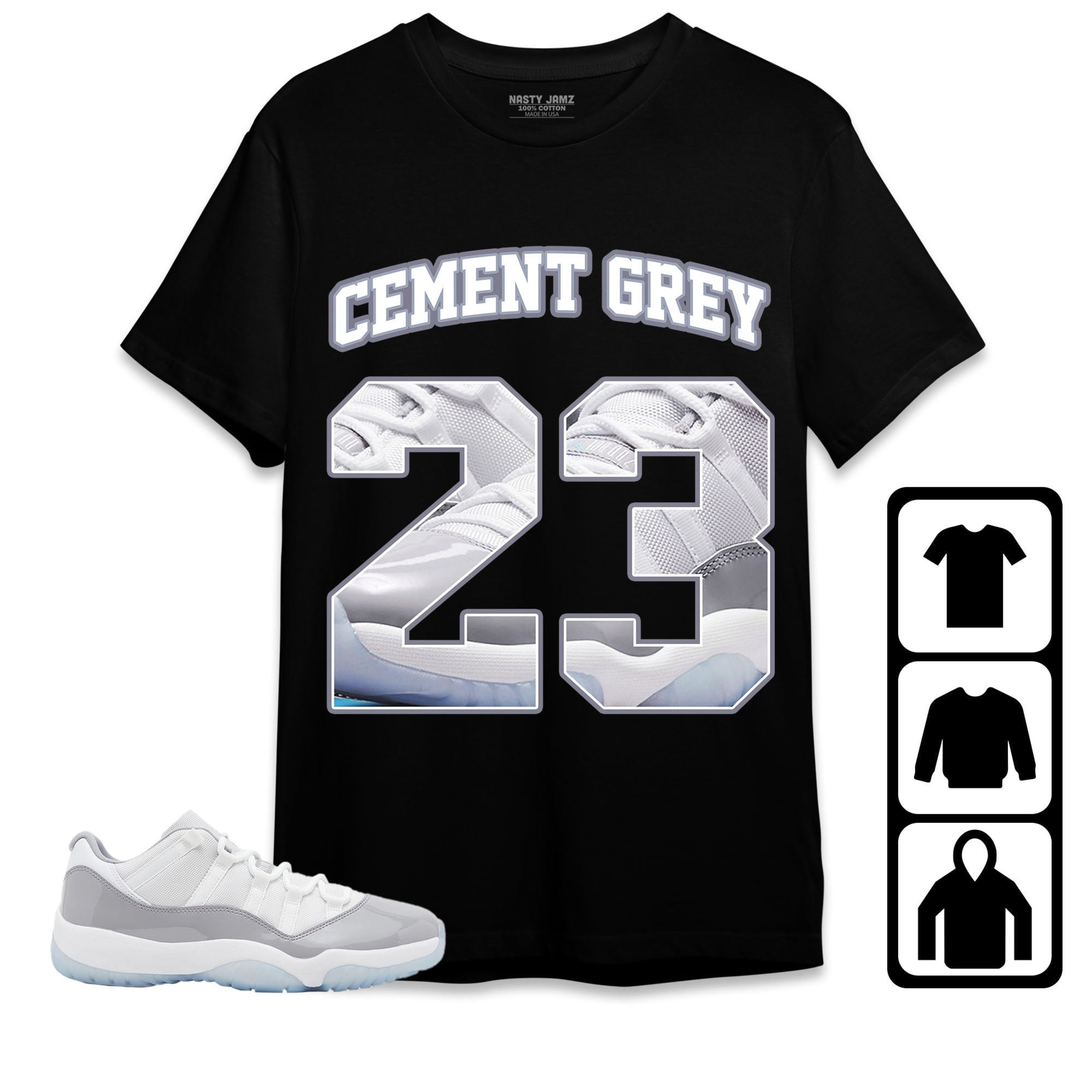Jordan 11 Low Cement Grey Unisex Shirt Number 23 CM11 Name, Shirt To Match Sneaker
