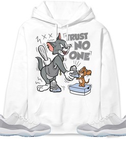 Jordan 11 Low Cement Grey Unisex Sweatshirt, Hoodie Trust No One Cat And Mouse, Shirt To Match Sneaker