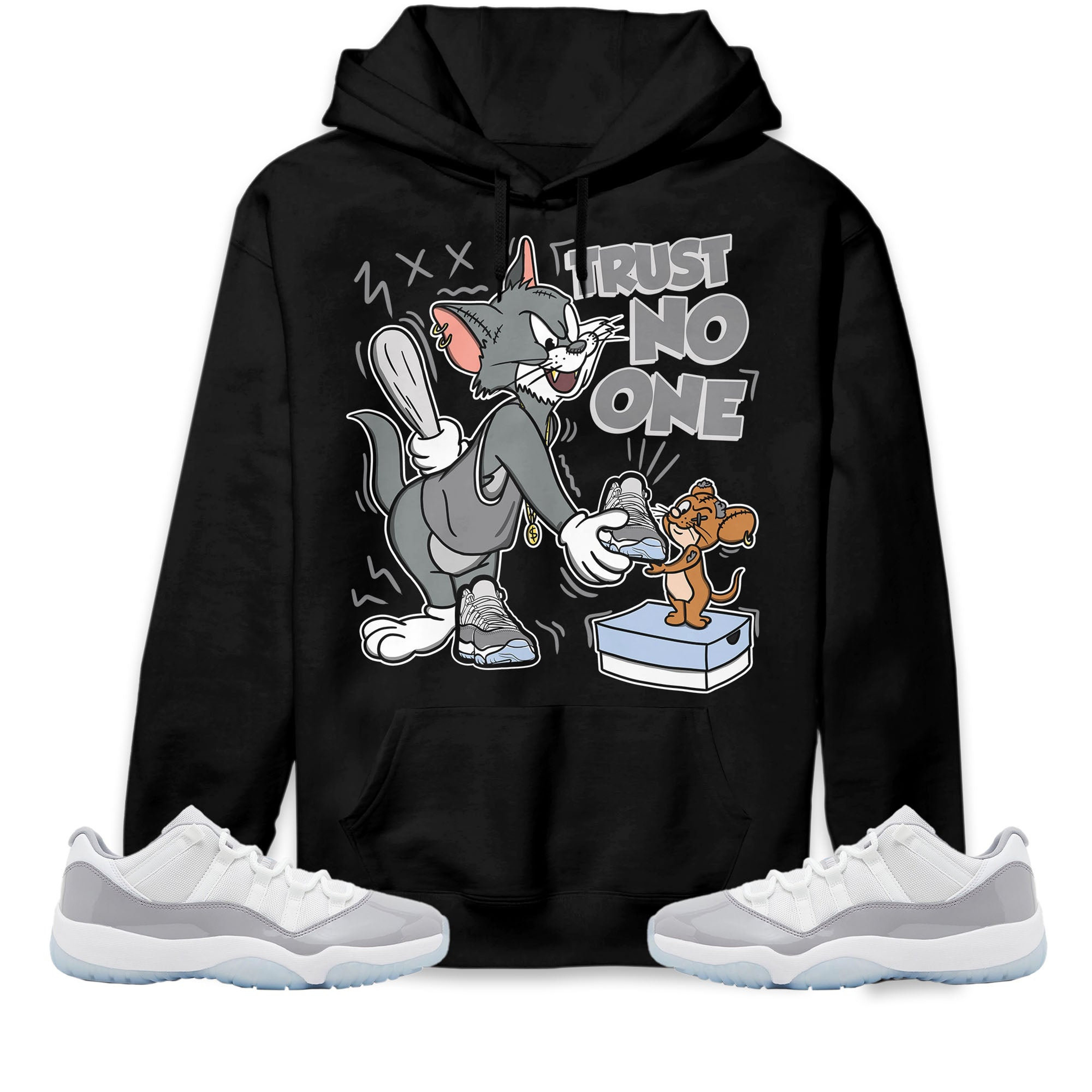 Jordan 11 Low Cement Grey Unisex Sweatshirt, Hoodie Trust No One Cat And Mouse, Shirt To Match Sneaker