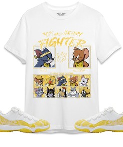 Jordan 11 Low Yellow Snakeskin Unisex Shirt Cat And Mouse Fighter, Shirt To Match Sneaker