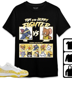 Jordan 11 Low Yellow Snakeskin Unisex Shirt Cat And Mouse Fighter, Shirt To Match Sneaker