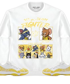 Jordan 11 Low Yellow Snakeskin Unisex Shirt Cat And Mouse Fighter, Shirt To Match Sneaker