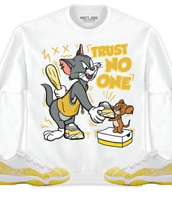 Jordan 11 Low Yellow Snakeskin Unisex Shirt Trust No One Cat And Mouse, Shirt To Match Sneaker