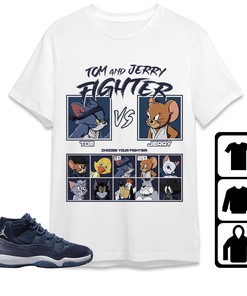 Jordan 11 Midnight Navy Unisex T-Shirt, Sweatshirt, Hoodie, Cat And Mouse Fighter, Shirt To Match Sneaker