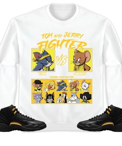 Jordan 12 Black Taxi Unisex Sweatshirt, Hoodie, Cat And Mouse Fighter, Shirt To Match Sneaker