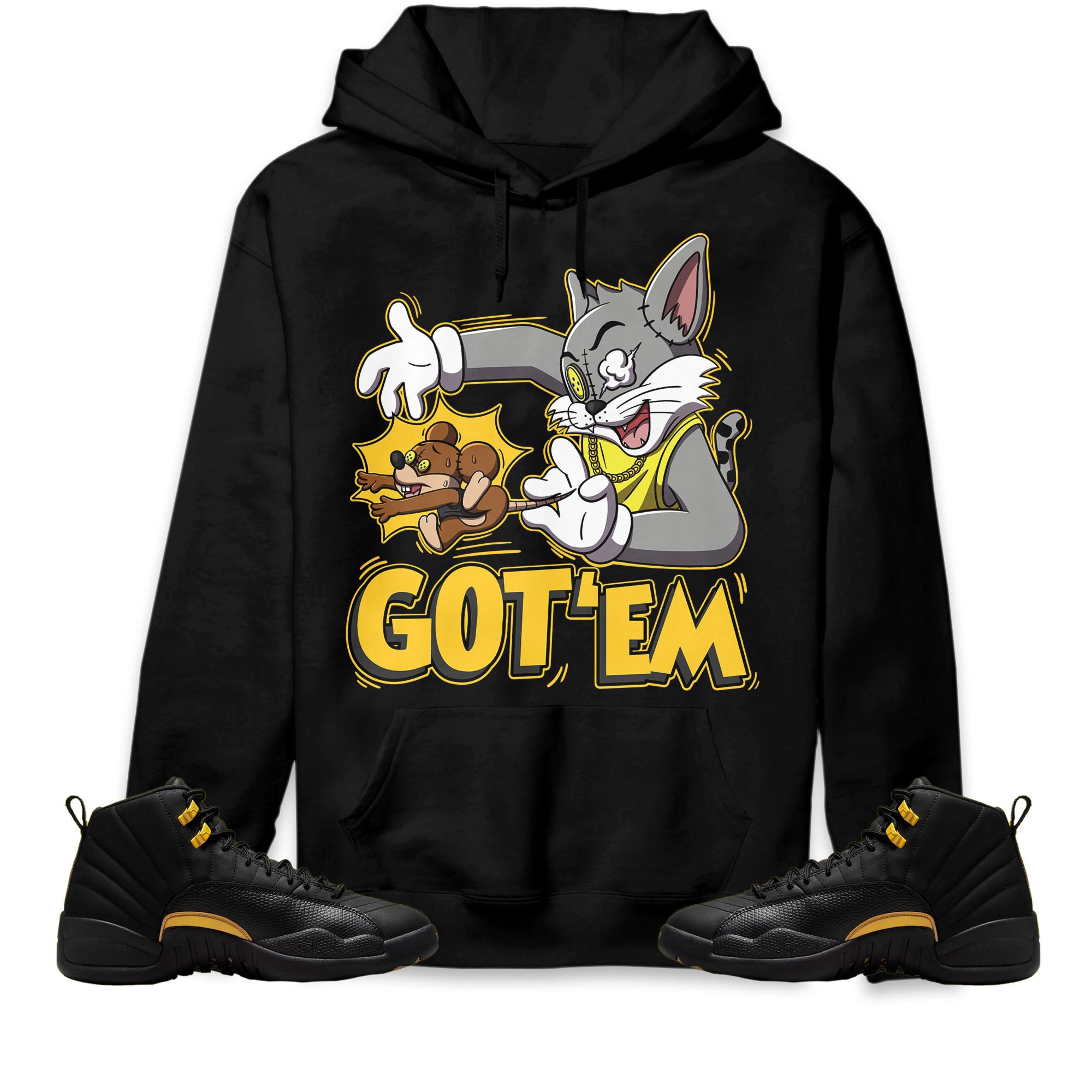 Jordan 12 Black Taxi Unisex Sweatshirt, Hoodie Got Em Cat And Mouse, Shirt To Match Sneaker