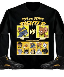 Jordan 12 Black Taxi Unisex T-Shirt, Sweatshirt, Hoodie, Cat And Mouse Fighter, Shirt To Match Sneaker