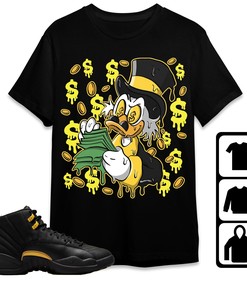 Jordan 12 Black Taxi Unisex T-Shirt, Tee, Sweatshirt, Hoodie, Scrooge McDuck Drippin, Shirt To Match Sneaker