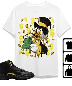 Jordan 12 Black Taxi Unisex T-Shirt, Tee, Sweatshirt, Hoodie, Scrooge McDuck Drippin, Shirt To Match Sneaker