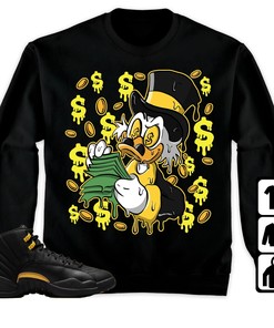 Jordan 12 Black Taxi Unisex T-Shirt, Tee, Sweatshirt, Hoodie, Scrooge McDuck Drippin, Shirt To Match Sneaker