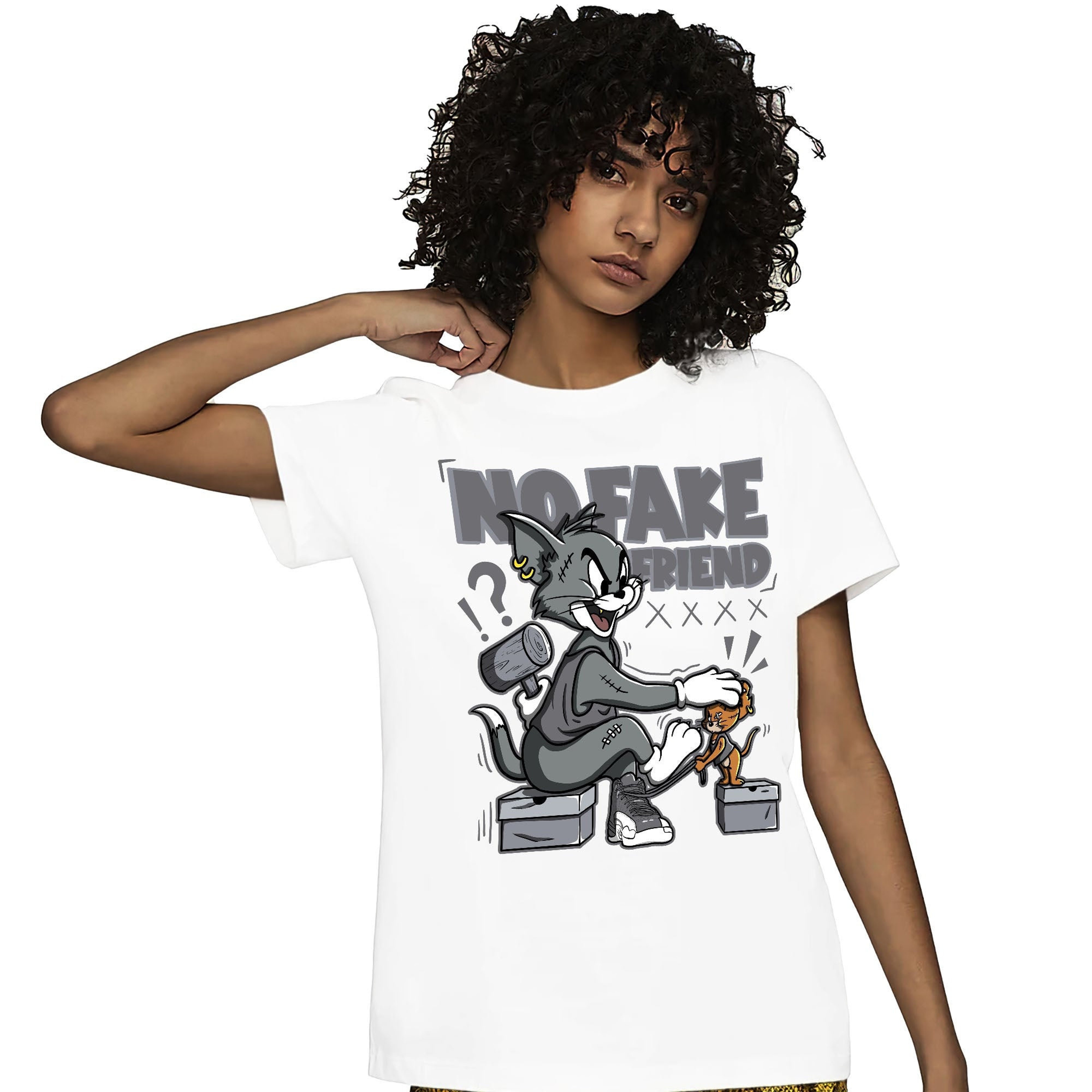 Jordan 12 Retro Stealth Unisex Shirt Fake Friend Cat And Mouse, Shirt To Match Sneaker