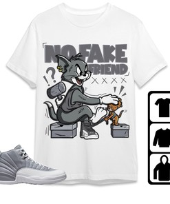 Jordan 12 Retro Stealth Unisex Shirt Fake Friend Cat And Mouse, Shirt To Match Sneaker