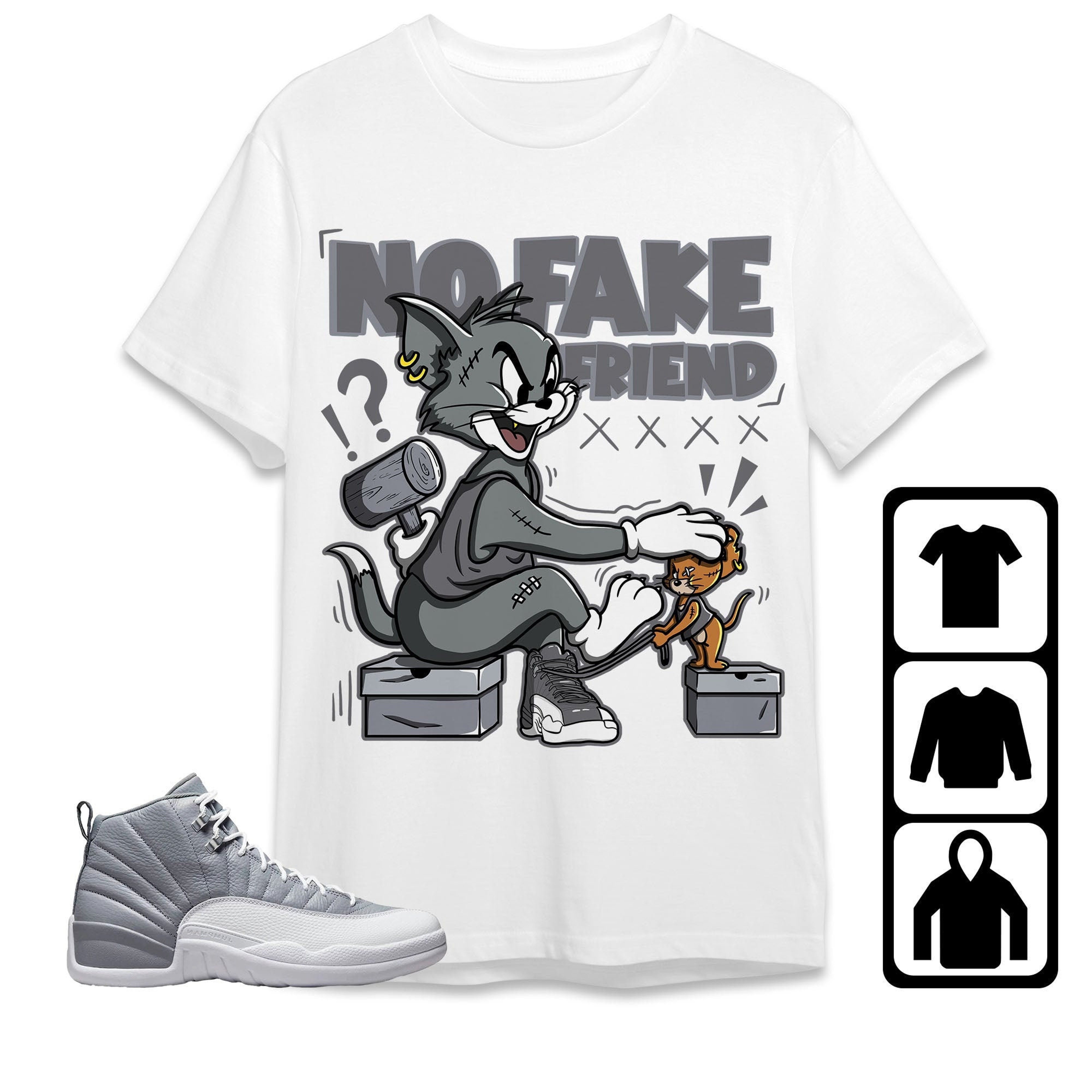 Jordan 12 Retro Stealth Unisex Shirt Fake Friend Cat And Mouse, Shirt To Match Sneaker