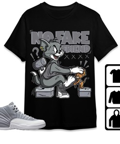 Jordan 12 Retro Stealth Unisex Shirt Fake Friend Cat And Mouse, Shirt To Match Sneaker