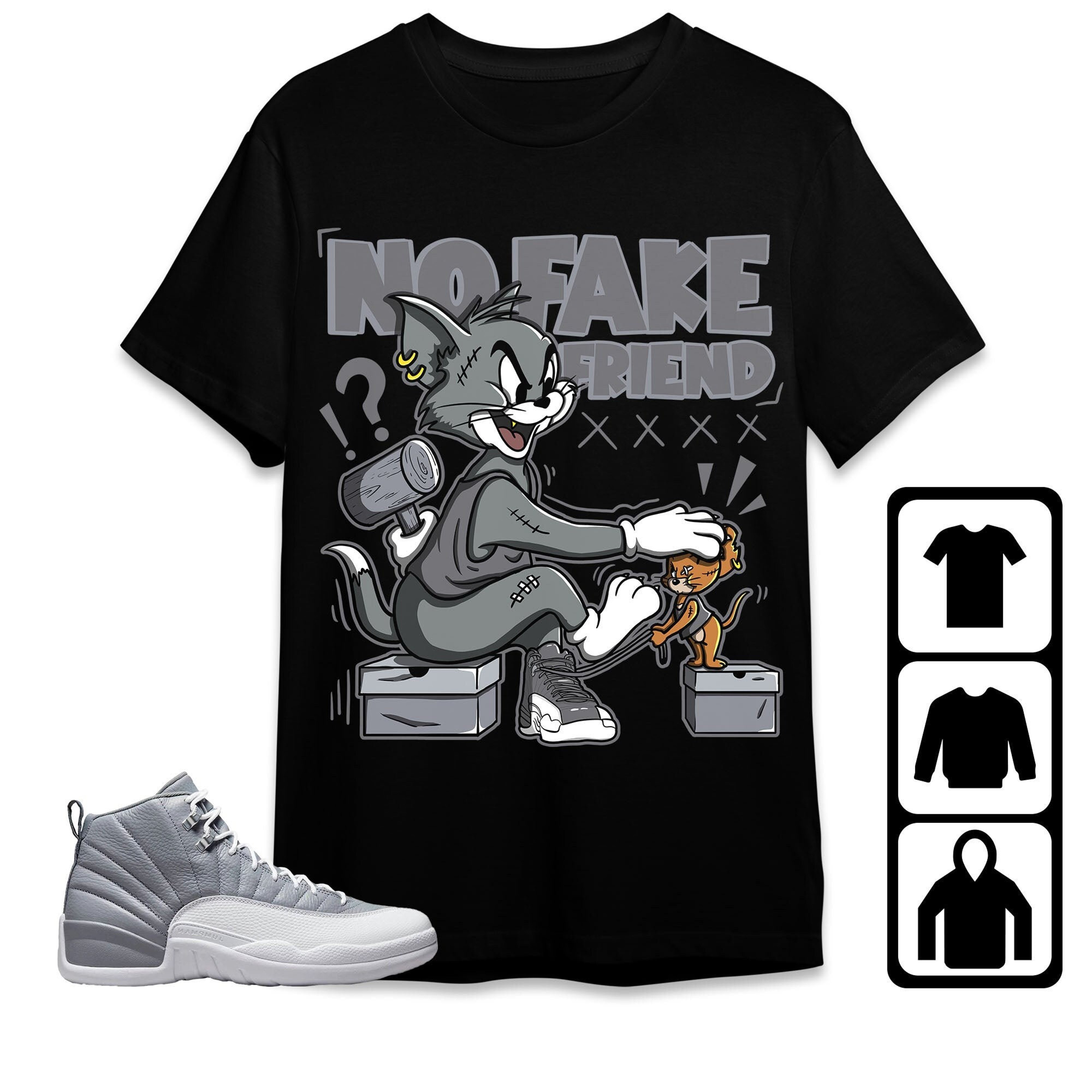 Jordan 12 Retro Stealth Unisex Shirt Fake Friend Cat And Mouse, Shirt To Match Sneaker