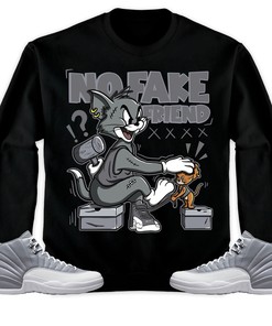 Jordan 12 Retro Stealth Unisex Sweatshirt, Hoodie Fake Friend Cat And Mouse, Shirt To Match Sneaker