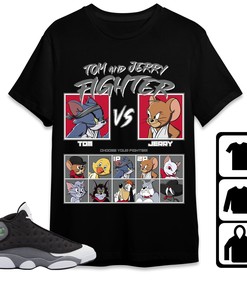 Jordan 13 Black Flint Unisex Shirt Cat And Mouse Fighter, Shirt To Match Sneaker