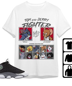 Jordan 13 Black Flint Unisex Shirt Cat And Mouse Fighter, Shirt To Match Sneaker