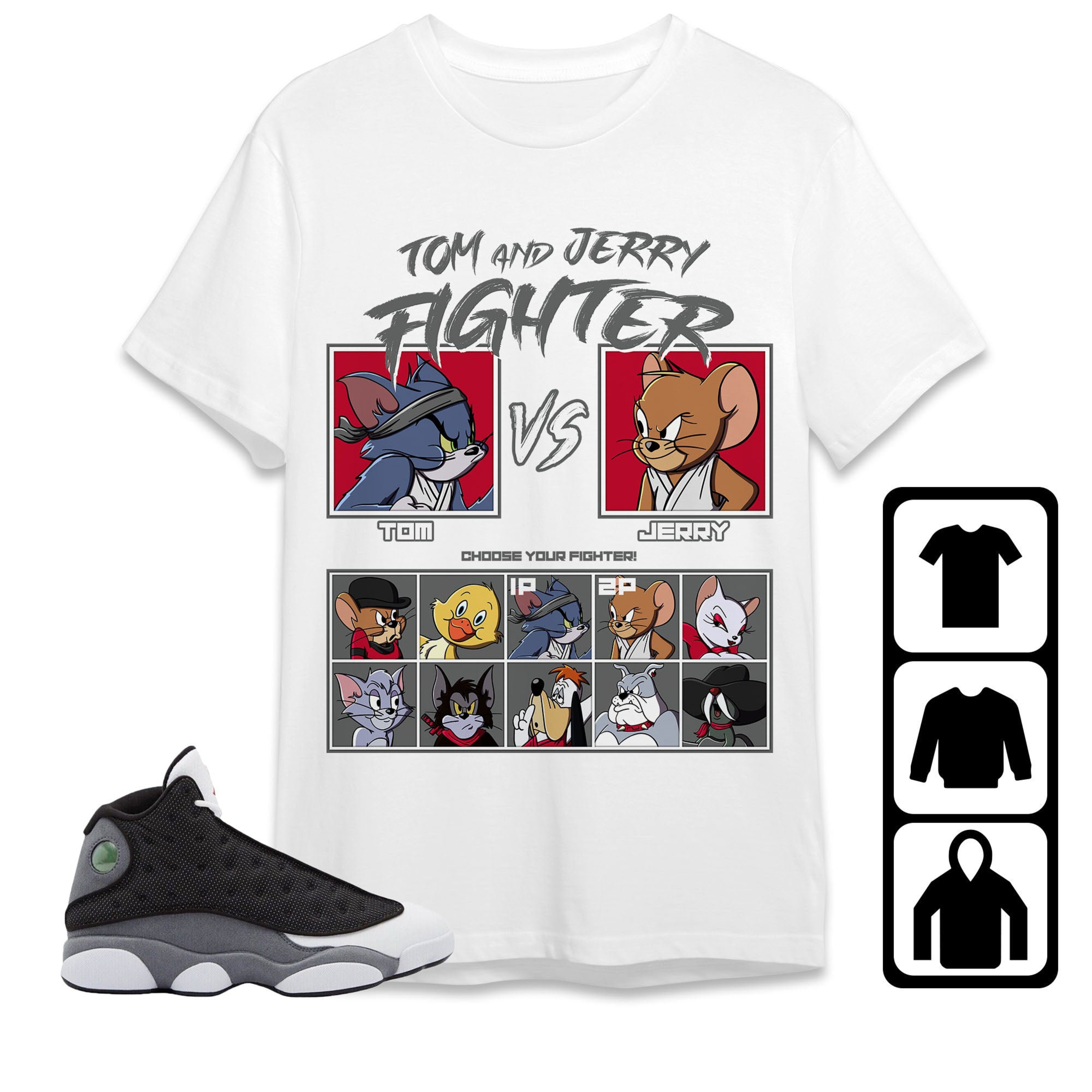Jordan 13 Black Flint Unisex Shirt Cat And Mouse Fighter, Shirt To Match Sneaker
