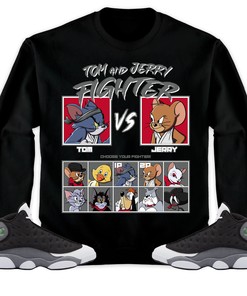 Jordan 13 Black Flint Unisex Shirt Cat And Mouse Fighter, Shirt To Match Sneaker