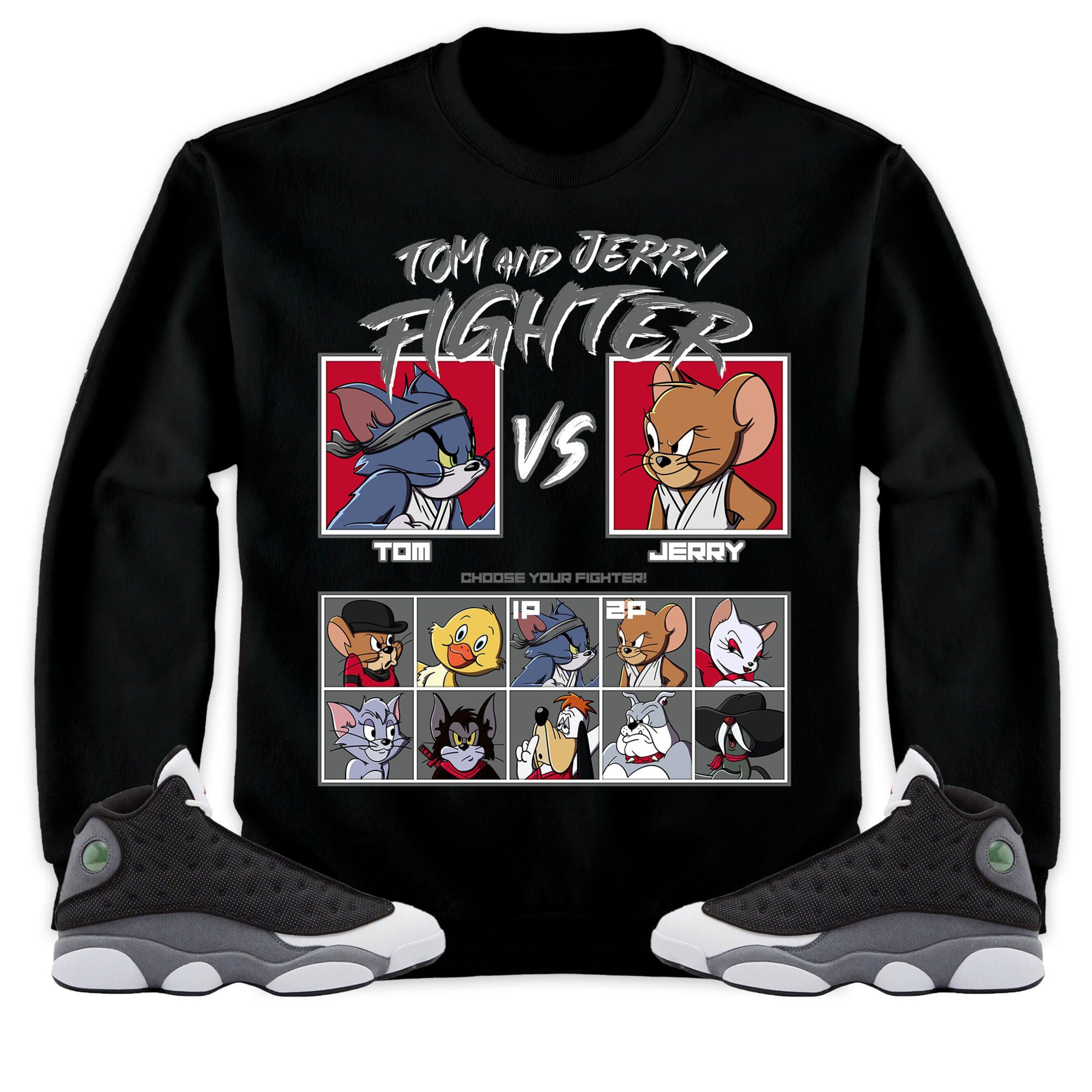 Jordan 13 Black Flint Unisex Shirt Cat And Mouse Fighter, Shirt To Match Sneaker